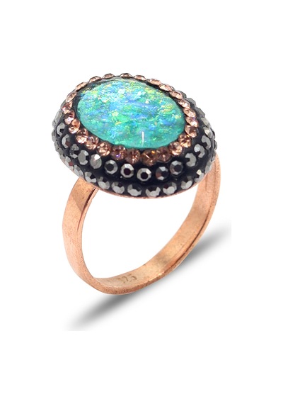 Yeşil Paraiba Ve Swarovski Taşlı 925 Ayar Gümüş Kadın Üçlü Set 201025578