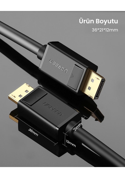 Ugreen 4k 60hz Displayport To Displayport Kablo, 2 Metre, Siyah, 10211
