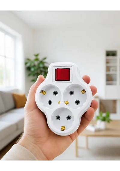 Astraltech Anahtarlı 3 Priz Duvar Tipi Priz Çoklayıcı Diğer
