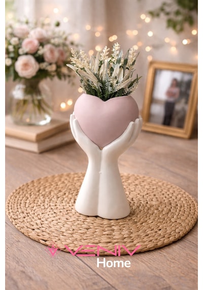 Dekoratif Pinterest Lüks Saksı + Bitki - 25 Cm Pembe