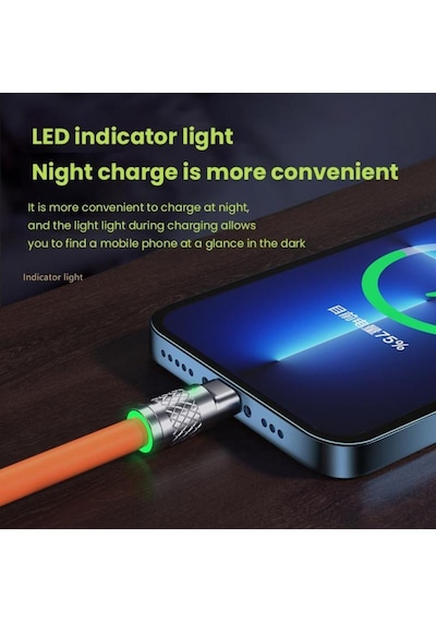 Turuncu 3in1 6a 120w Şarj Kablosu Geri Çekilebilir Usb Şarj 2.4a Hızlı Şarj Xiaomi Huawei Samsung İçin Taşınabilir Şarj Kablosu Mikro Tip-c