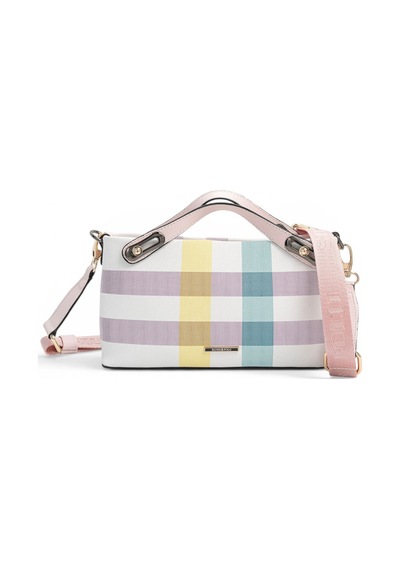 Silver & Polo Silver Polo Lila - Pembe Ekose Kadın Çapraz Çanta Sp1288