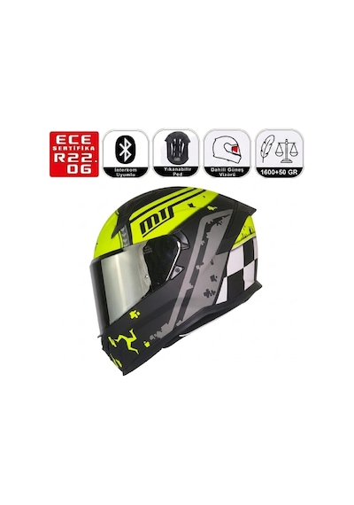 M910 Vigor Motosiklet Kaskı Spoiler Mod Güneş Vizörlü Full Face Kask Çok Renkli