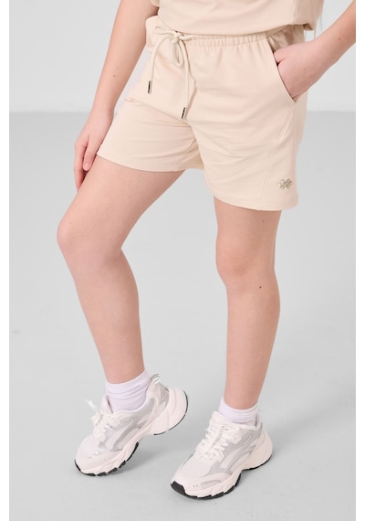 Bej Pamuklu Yumuşak Dokulu Standart Fit Basic Kız Çocuk Şort Takım - 75184 Bej