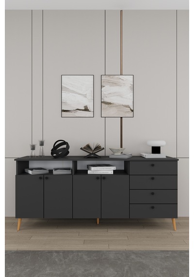 Lüks Yemek Odası Takımı 3 Parça %100 Mdf Konsol Yemek Masası Tv Ünitesi Yt02 Antrasit Lüks Yemek Odası Takımı 3 Parça %100 Mdf Konsol Yemek Masası Tv Ünitesi Yt02 Antrasit