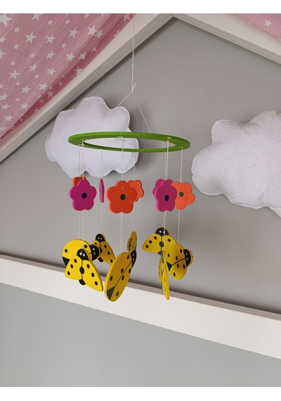 Bebek Beşik Süsü Dönence Organik Dekorasyon Montessori-mdl-2006 Sarı
