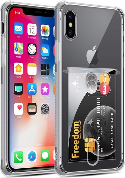 Kvy Apple Uyumlu iPhone Xs Max Kamera Korumalı Kartlıklı Setra Şeffaf Silikon Kılıf