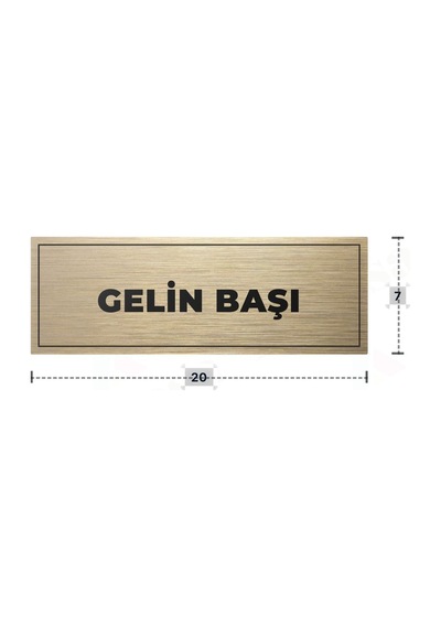 Gelın Başı Yazılı - Metal - Gold Renk - Kapı İsimliği - 20x7 Cm