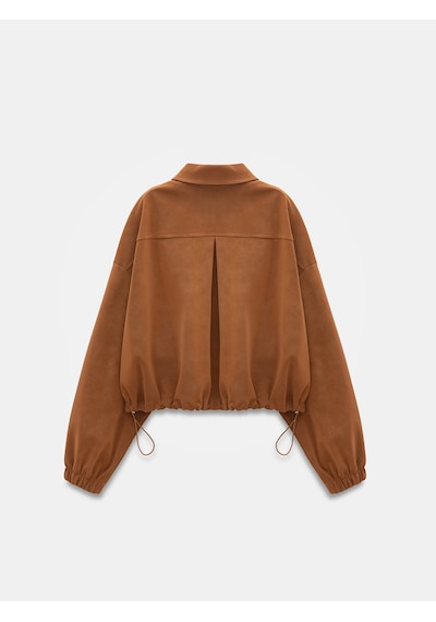 Dilvin 60781 Süet Bomber Ceket-taba Taba