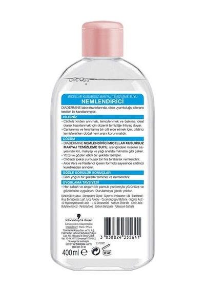 Diadermine Essentials Micellar Nemlendirici Temizleme Suyu 400 ML