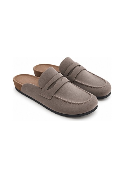 Dad Wolf Dadwolf Naples Wrapped 1029675 Loafer Terlik Mantar Taban Hafif Kaymaz Rahat Arkası Açık Günlük Mako Bej