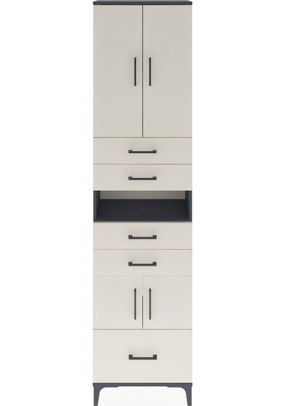 Arges Dolap 4 Raflı 5 Çekmeceli 4 Kapaklı 60x30x243 Antrasit-aytaşı Antrasit