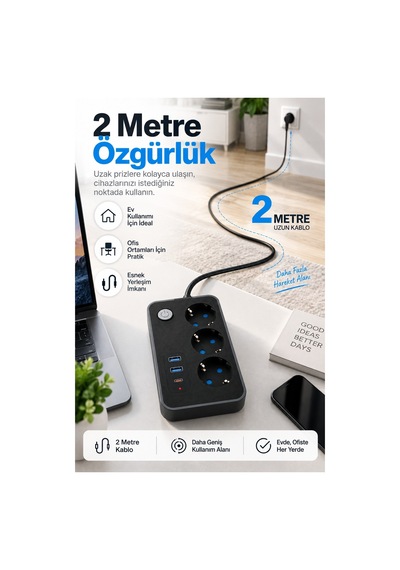 Robeve Blic 3 Lü Termal Akım Korumalı Uzatma Prizi 2 Metre Kablolu, 2 Usb + 1 Type-c Hızlı Şarj, Çocuk Korumalı, Aç/kapa Anahtarlı Çoklu Priz Grup Priz Grup Uzatma Prizi 3'lü Priz 2 M Robeve Blic 3 Lü Termal Akım Korumalı Uzatma Prizi 2 Metre Kablolu, 2 Usb + 1 Type-c Hızlı Şarj, Çocuk Korumalı, Aç/kapa Anahtarlı Çoklu Priz Grup Priz Grup Uzatma Prizi 3'lü Priz 2 M