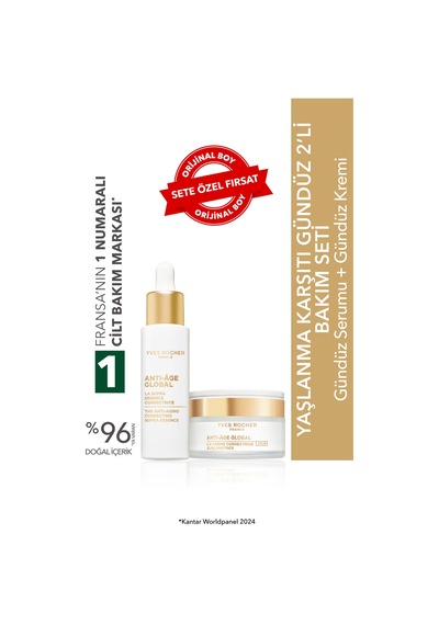 Yves Rocher Yaşlanma Karşıtı Gündüz 2'li Bakım Seti- Gündüz Serumu 30 Ml& Gündüz Kremi 50 Ml