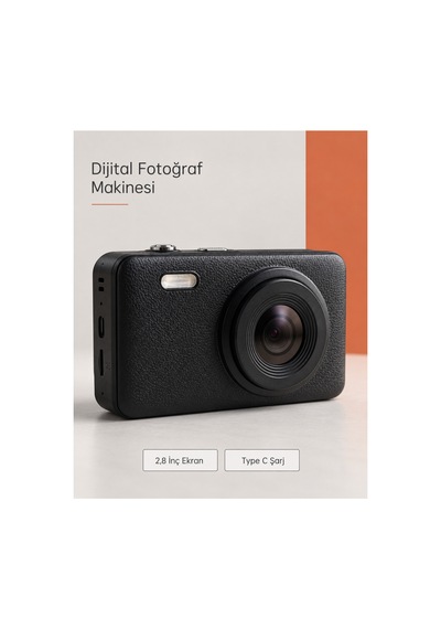 Siyah Renk 2,8 İnç Ekranlı Taşınabilir Dijital Fotoğraf Makinesi Çok Renkli