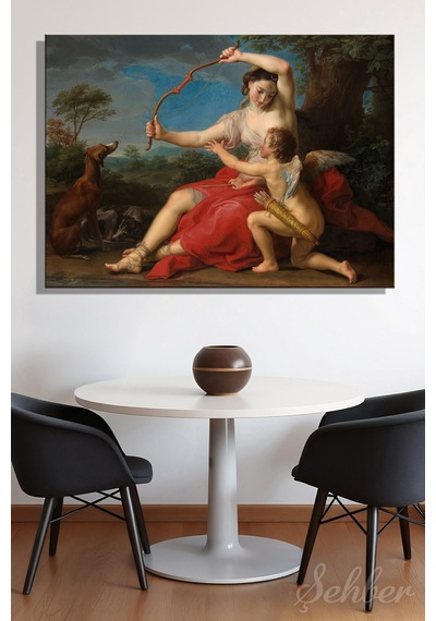 Pompeo Batoni'nin ''diana Ve Cupid'' İsimli Eseri Yatay Kanvas Tablo 4325 Çok Renkli