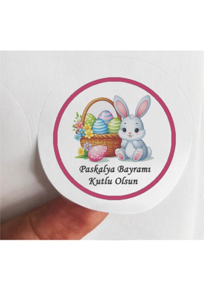48 Adet 4 Cm Paskalya Bayramı Kutlu Olsun Baskılı Mat Etiket Sticker -2
