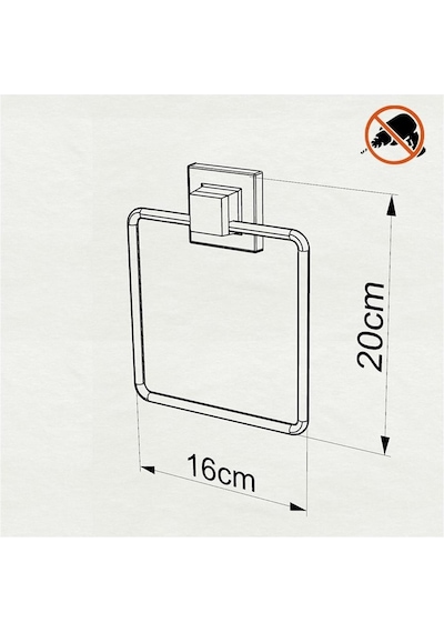 Tekno Tel Ef-234 Yapışkanlı Banyo Kare Havluluk Krom