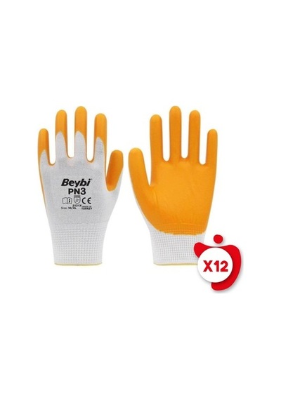 Pn3 Polyester Örme Nitril İş Eldiveni 10 Beden 12 Adet 1 Adet Mavi M