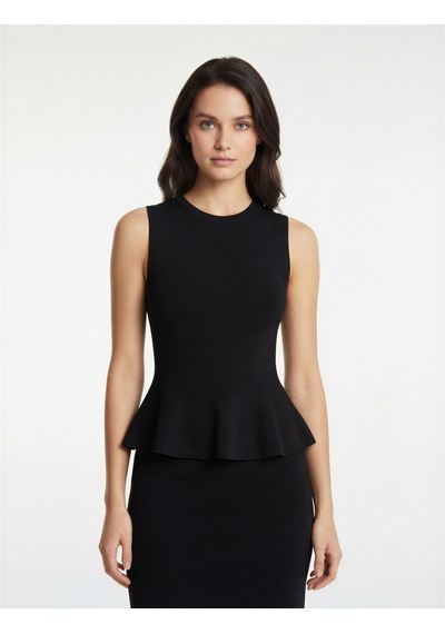 Koton Regular Fit Kolsuz Peplum Bluz Siyah 6wak30027ht Siyah