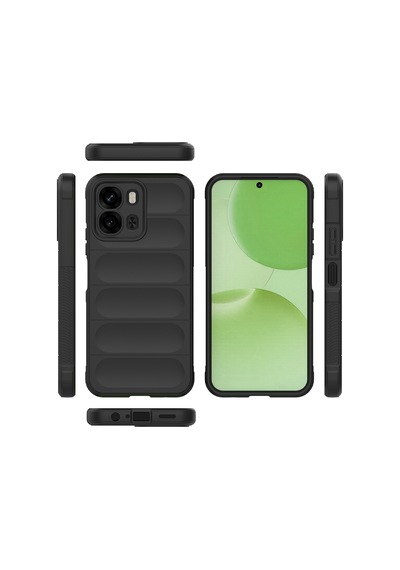 Vendas Oppo A6x Kılıf Esnek Tpu Oyuklu Arka Yüzey Tasarımlı Zore Etnik Silikon Kapak Siyah
