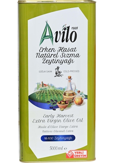 Avilo Erken Hasat Filtresiz Soğuk Sıkım Natürel Sızma Zeytinyağı 5 L