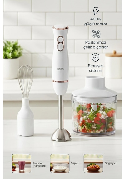 Sinbo SHB-7530 Çok Fonksiyonlu El Blender Seti