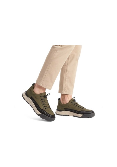 Erkek Haki Nubuk Siyah Süet Deri Sneaker