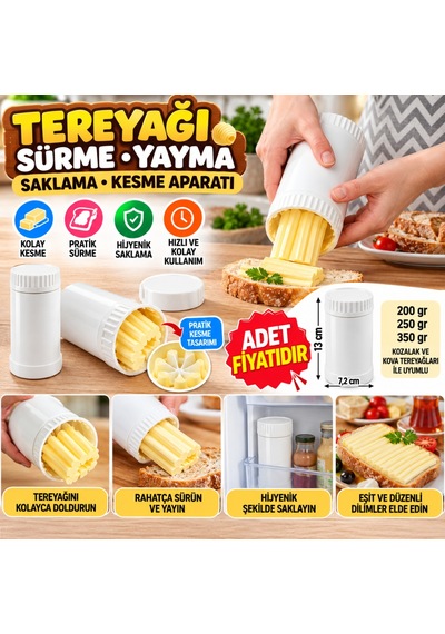 Tereyağı Sürme, Yayma, Saklama, Kesme Aparatı, Tereyağlık Beyaz - Çok Renkli 73434430