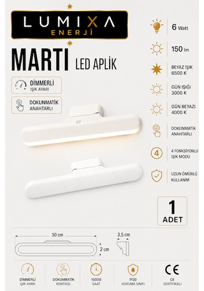 6 Watt Şarjlı Led Işık Usb Şarjlı Kablosuz Mıknatıslı Led Lamba 3 Farklı Işık Çok Renkli-9221