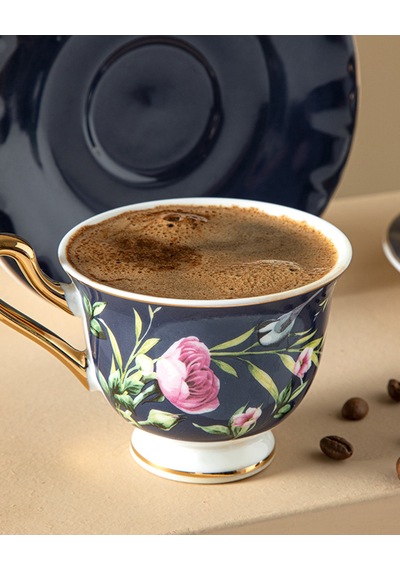 English Home Vanilla New Bone China Kahve Fincan Takımı 4 Parça 2 Kişilik Lacivert Lacivert