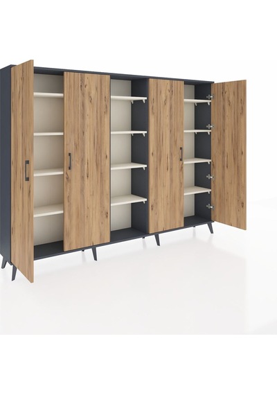Arges Dolap 12 Raflı 4 Kapaklı 220x30x163 Antrasit-çam/aytaşı Atlas Çam/aytası - Antrasıt Arges Dolap 12 Raflı 4 Kapaklı 220x30x163 Antrasit-çam/aytaşı Atlas Çam/aytası - Antrasıt