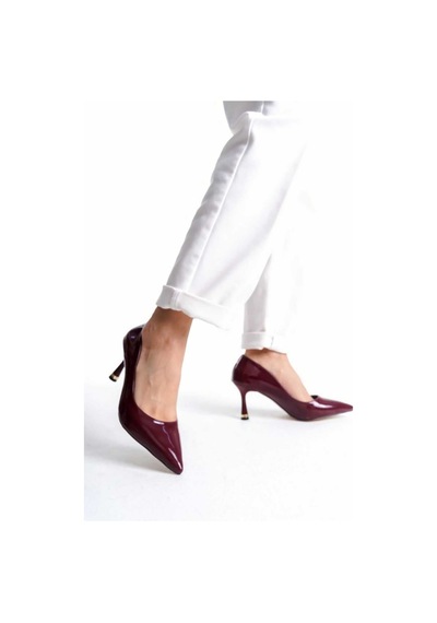 V.s.h Velvet Kadın Stiletto Rugan Arkası Kapalı Şık Kadın Stiletto-2191 Bordo