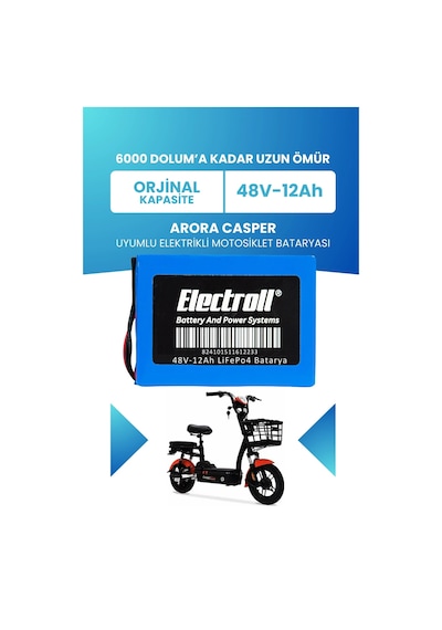 Arora Casper Batarya Standart Kapasite Lifepo4 48v 12ah Elektrikli Motorsiklet Bataryası
