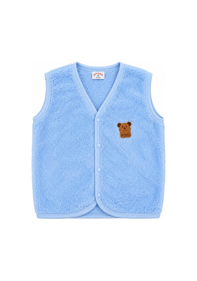 Beniizle Ayıcık Detaylı Unisex Peluş Yelek Mavi