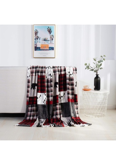 Velvet Touch Ultra Peluş Noel Tatili Baskılı Polar Battaniye-127 X 152 Cm, Paket , Yama İşi Çok Renkli