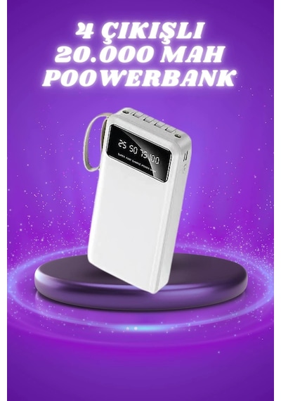 Powerbank Şarj Cihazı 4 Çıkışlı 20.000 Mah Powerbank Taşınabilir Çoklu Giriş Altın