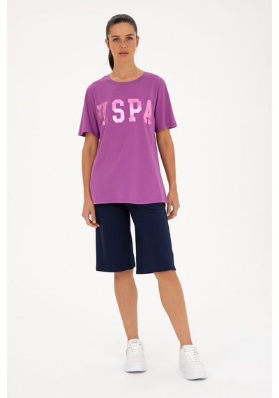 U.S. Polo Assn. Kadın Mor Basic Bisiklet Yaka Tişört 50280020-VR038