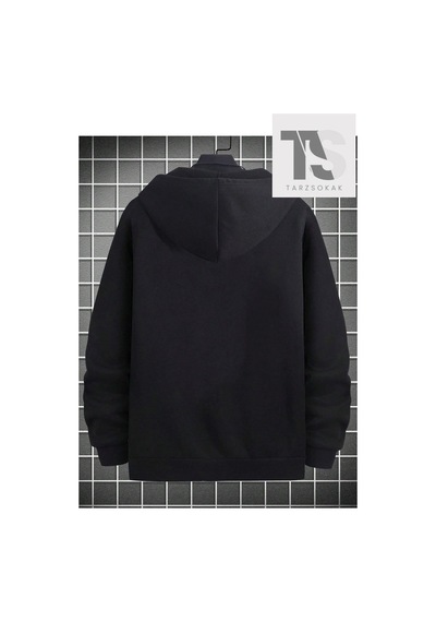 Tarzsokak 23 Logo Sweatshirt Fermuarlı Hırka Siyah