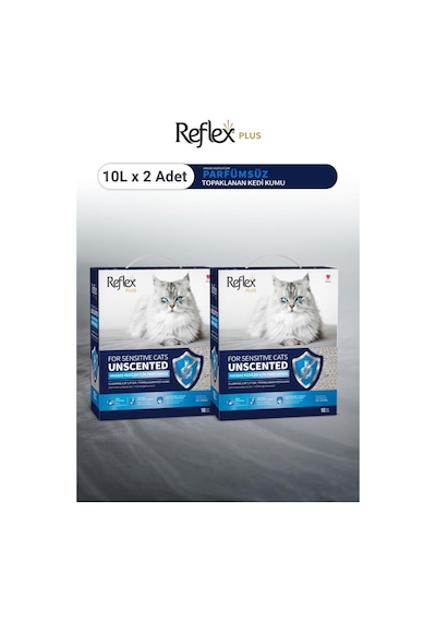 Reflex Plus Hassas Kediler İçin Parfümsüz Topaklanan Kedi Kumu 10l X 2 Adet