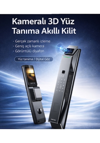 Luxera X9 Pro Akıllı Kapı Kilidi Yüz Tanıma, Parmak İzi, Şifre, Kart Ve Tuya Uygulama Destekli