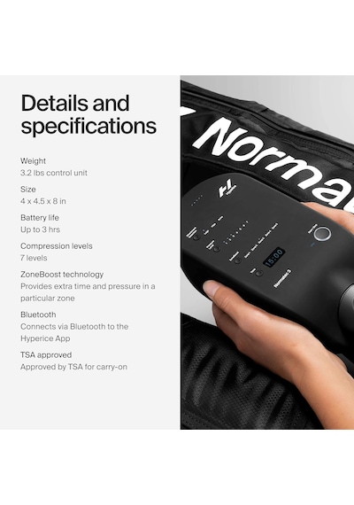 Hyperice Normatec 3 Patentli Dinamik Kompresyon Masaj Teknolojisine Sahip Kurtarma Sistemi Normatec 3 Standart Boyutta Bacaklar Siyah