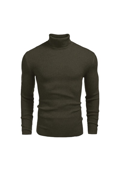 Polızeı Erkek Slim Fit Boğazlı Triko Kazak Esnek Dokulu Haki