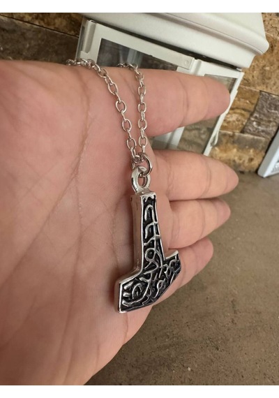 Thor Un Çekici Mjölnir Figürlü Unisex Kolye 60 Cm Zincirli, Güç Ve Koruma Sembolü Çok renkli