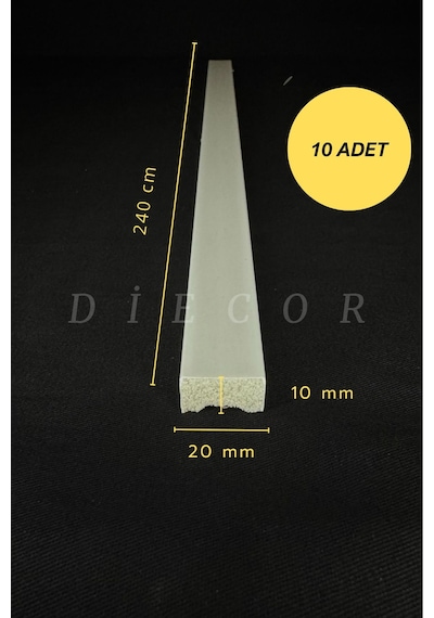 Diecor Dekoratif Boyanabilir 10 Adet 2 Cm Polistren Duvar Çıtası Beyaz 20 X 10 Model:xa159