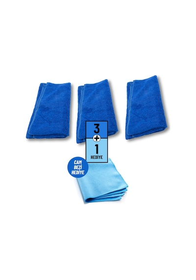 3 Adet Mikrofiber Bez 1 Adet Cam Bezi