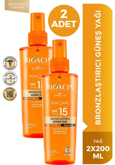 Bioxcin Sun Care Bronzlaştırıcı Güneş Yağı SPF15 2 x 200 ML