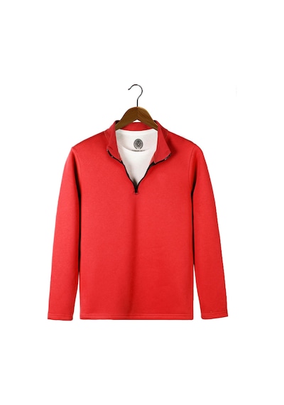 Terapi Men Erkek Açık Kırmızı Yarım Fermuarlı Basic Düz Sweatshirt Açık Kırmızı