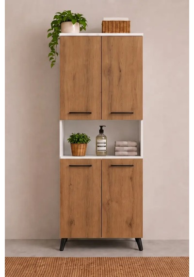 Reyo Enda Home Listra 4 Kapaklı Çok Amaçlı Dolap 170,8 Cm, Raflı, Ayaklı Depolama Dolabı Atlantik Çam - Beyaz Reyo Enda Home Listra 4 Kapaklı Çok Amaçlı Dolap 170,8 Cm, Raflı, Ayaklı Depolama Dolabı Atlantik Çam - Beyaz