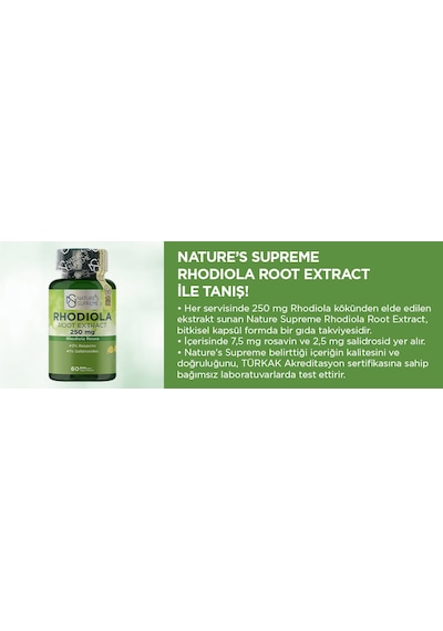 Natures Supreme Rhodiola Root Extract 60 Kapsül